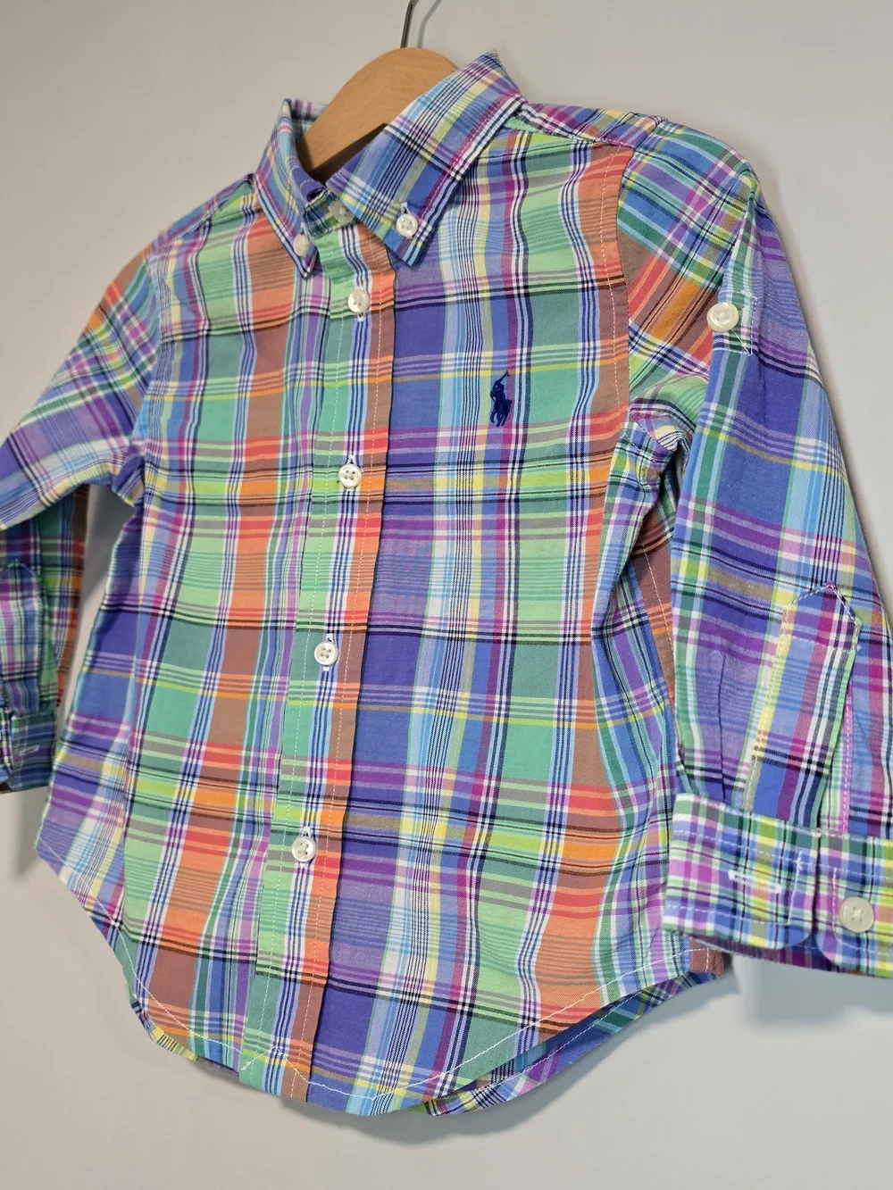 Ralph Lauren Boys' Multicolor Plaid Button-Down Shirt Cotton